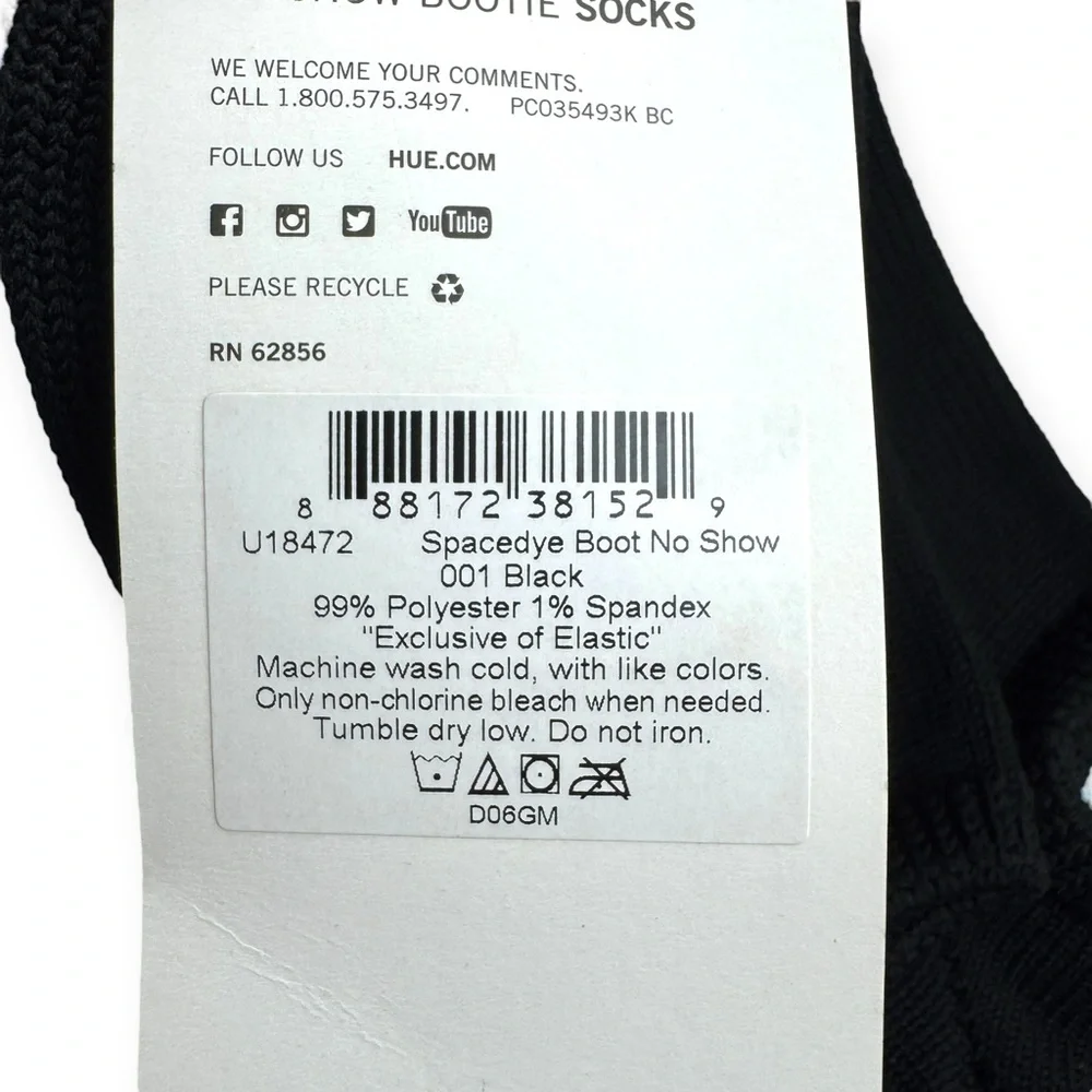 Hue‎ No Show Bootie Socks Black 1 Pair